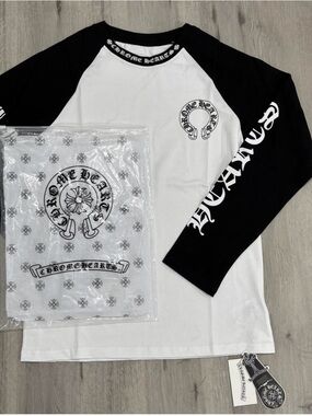 Chrome Hearts Black & White Raglan Long Sleeve Top